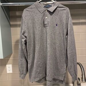 Polo Ralph Lauren Long Sleeve Grey Polo Size XL